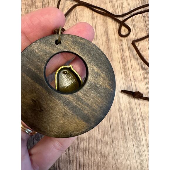 Bird Wood Necklace Brown Antique Gold Necklace Boho Fashion NEW FAST SHIP - Picture 4 of 5
